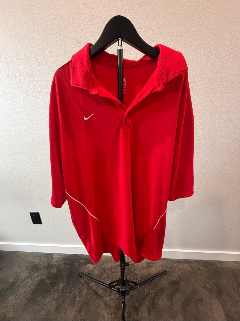 Nike Red Team Polo with White Swoosh Print